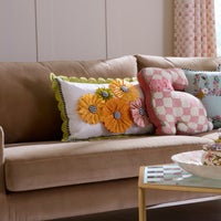 Spring Bouquet Scalloped Lumbar Pillow