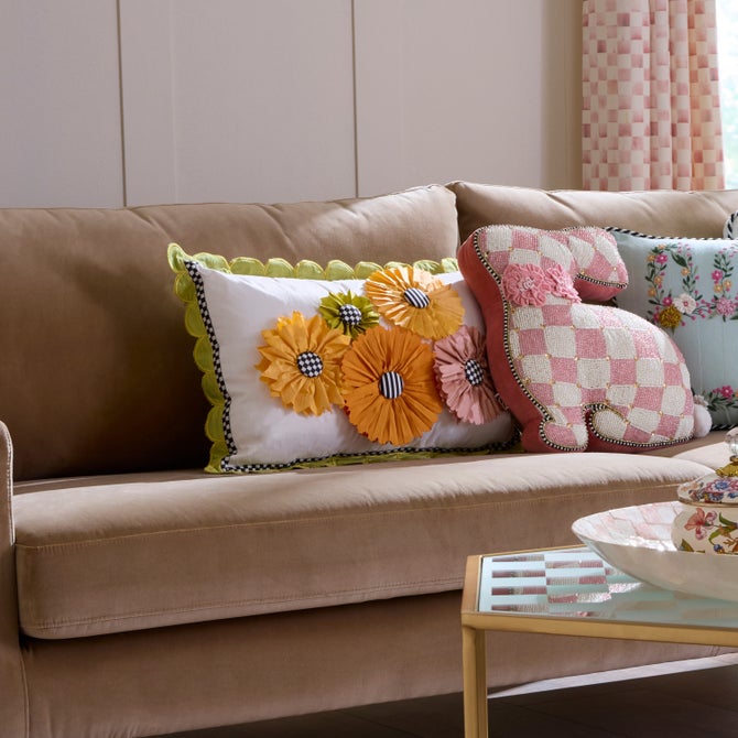 Spring Bouquet Scalloped Lumbar Pillow image number 1