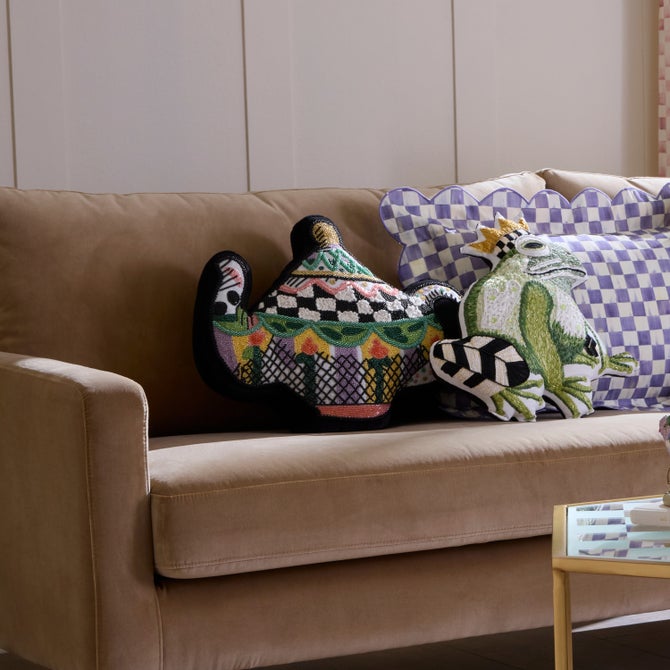Teapot Shaped Embellished Throw Pillow image number 1