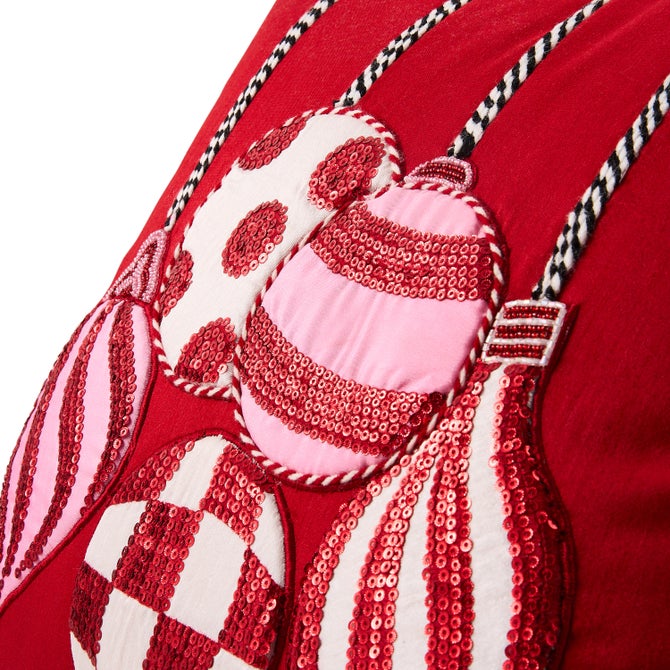 Red Ornaments Throw Pillow image number 3