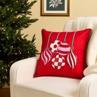 Red Ornaments Throw Pillow