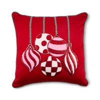 Red Ornaments Throw Pillow