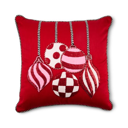 Red Ornaments Throw Pillow