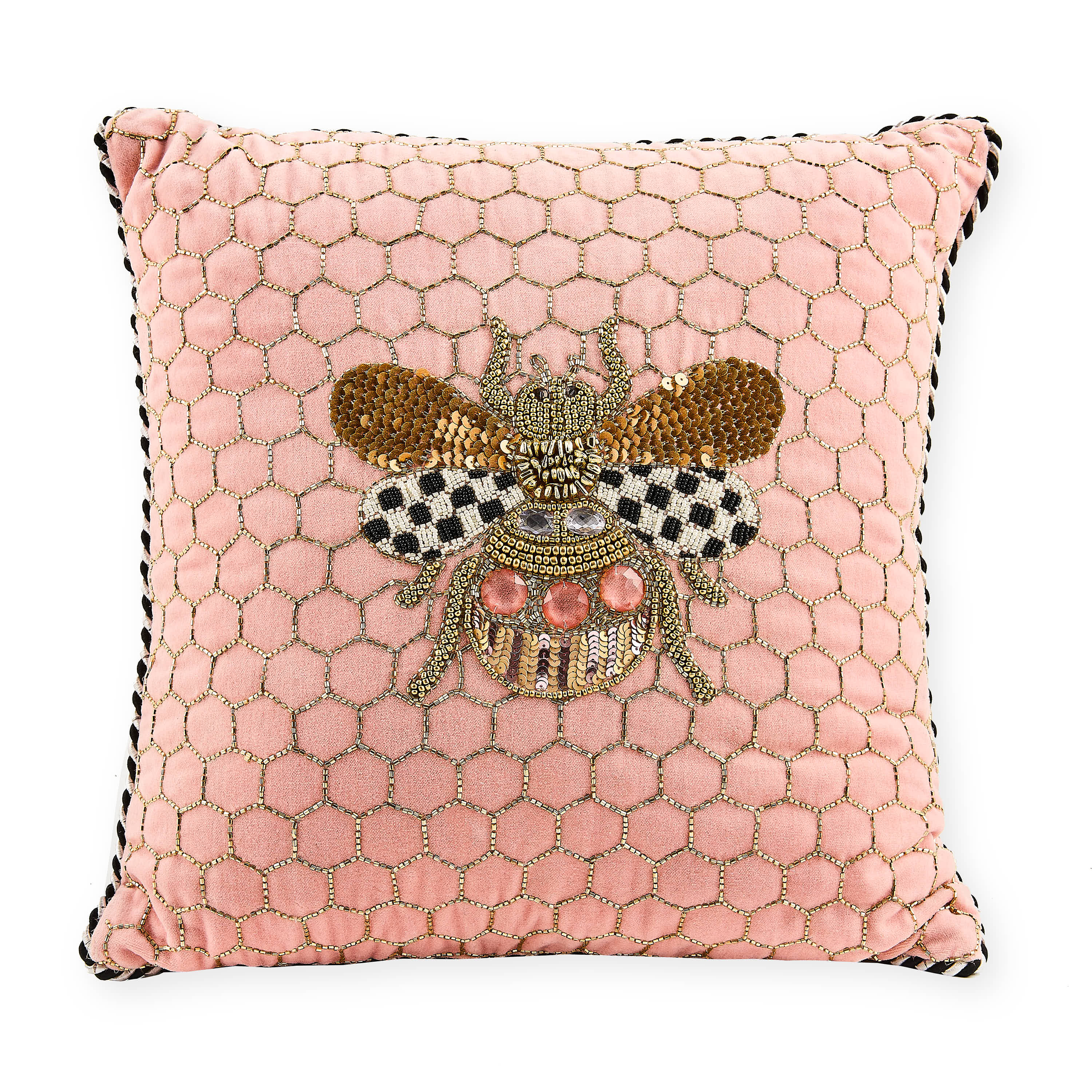 MacKenzie-Childs | Queen Bee Pink Throw Pillow