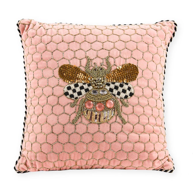 Queen Bee Pink Throw Pillow image number 0