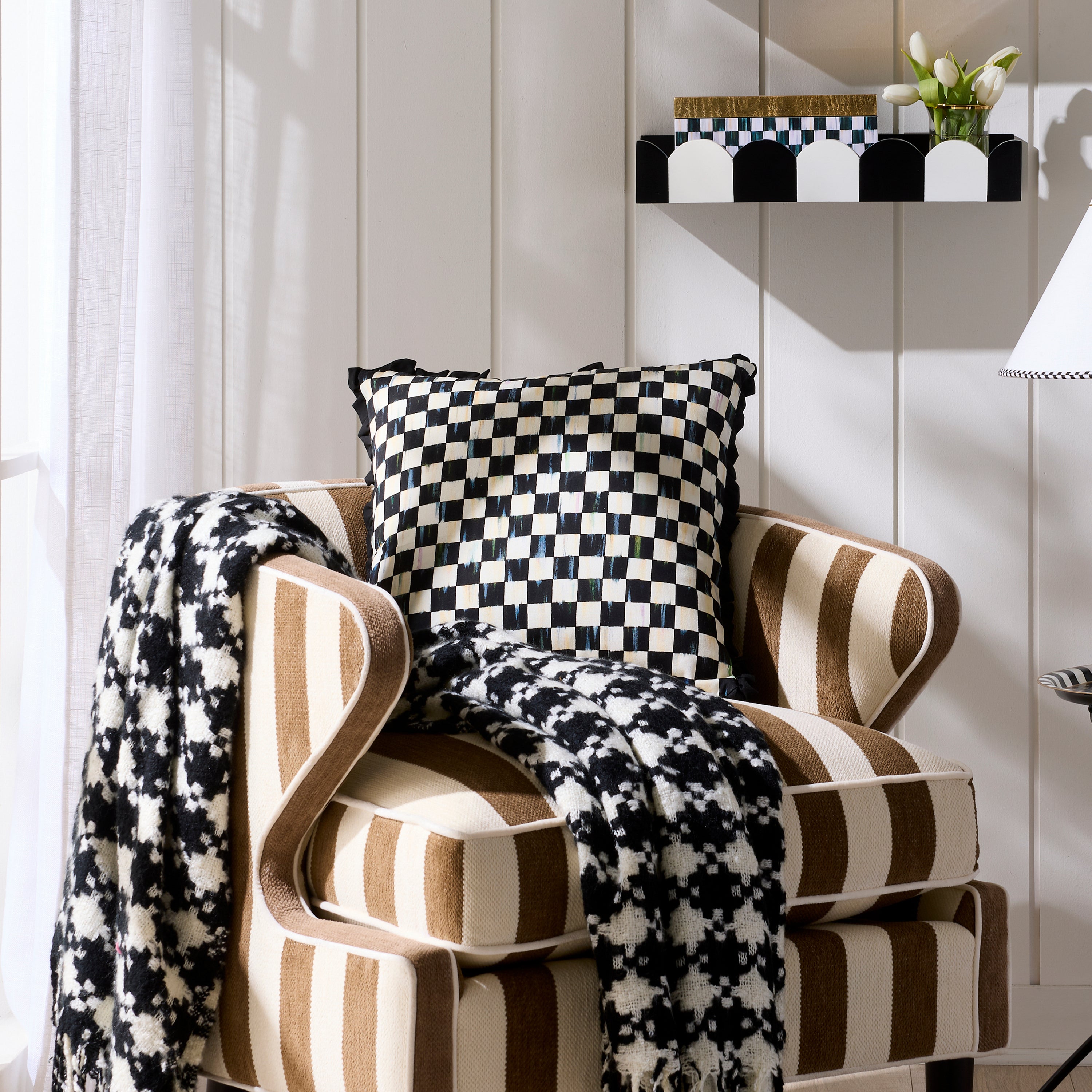 MacKenzie-Childs | Courtly Check Ruffled Square Throw Pillow