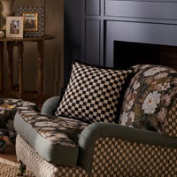 Courtly Check Ruffled Square Throw Pillow