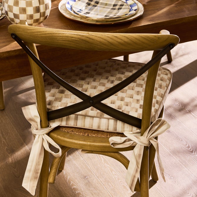 Mocha Check Chair Cushion image number 1