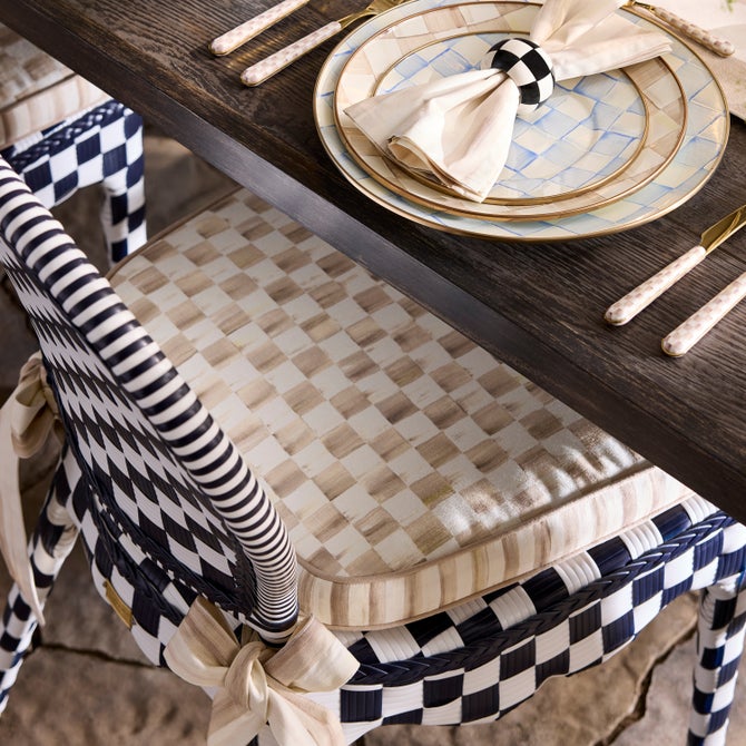 Mocha Check Chair Cushion image number 4