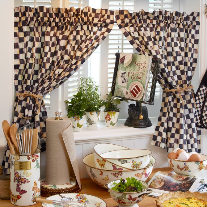 Courtly Check Cafe Curtains, Set of 2 image number 1