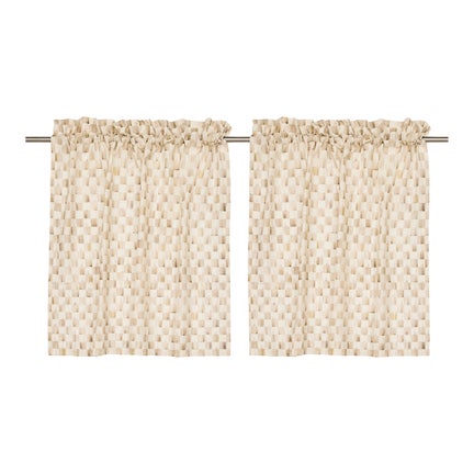Mocha Check Cafe Curtains, Set of 2