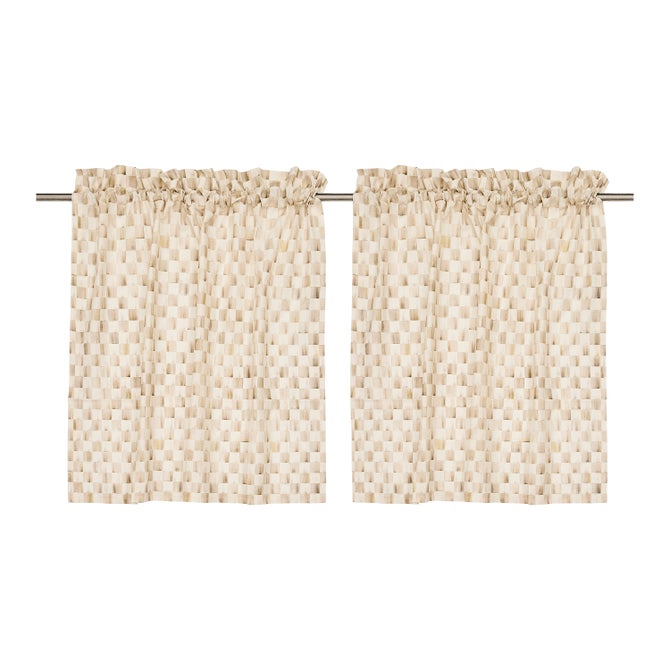 Mocha Check Cafe Curtains, Set of 2 image number 0