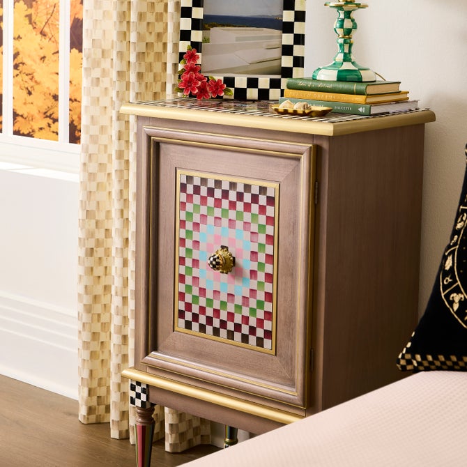 Mocha Check 84" Grommet Curtain Panel image number 1