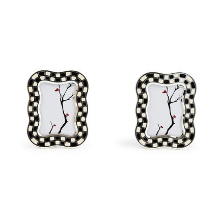 Wavy Check Silver Plated Frames, Set of 2