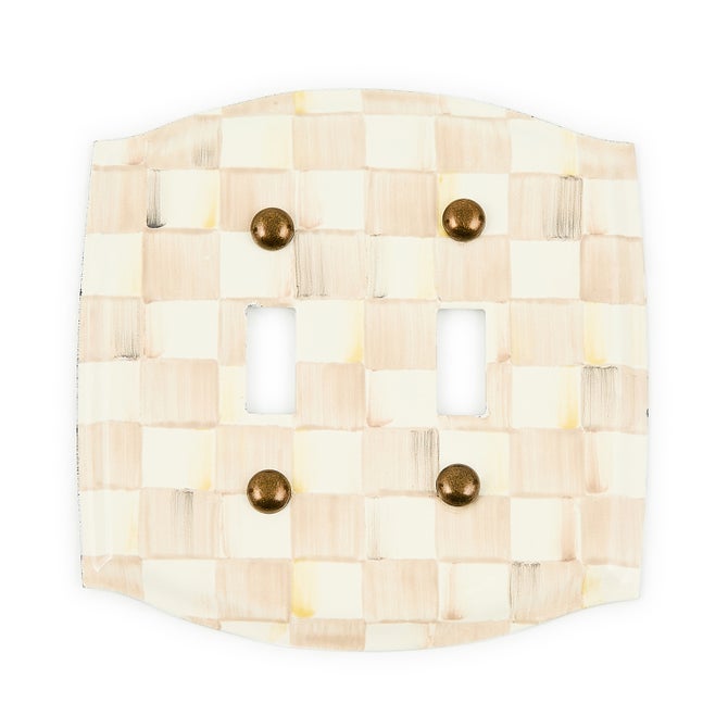 Mocha Check Double Toggle Switch Plate image number 2