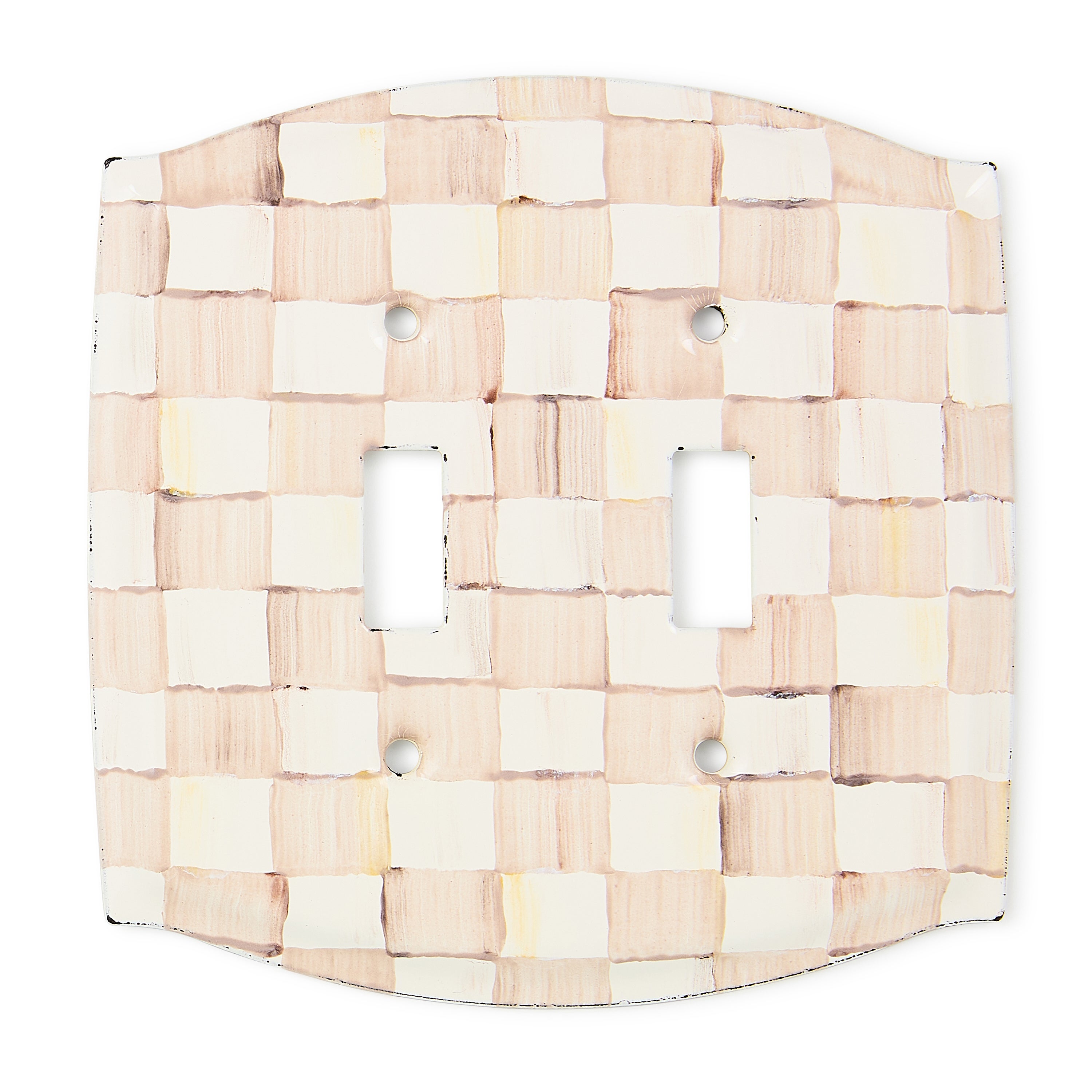 MacKenzie-Childs | Mocha Check Double Toggle Switch Plate