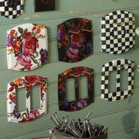 White Flower Market Enamel Switch Plate - Double Toggle