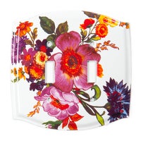 White Flower Market Enamel Switch Plate - Double Toggle
