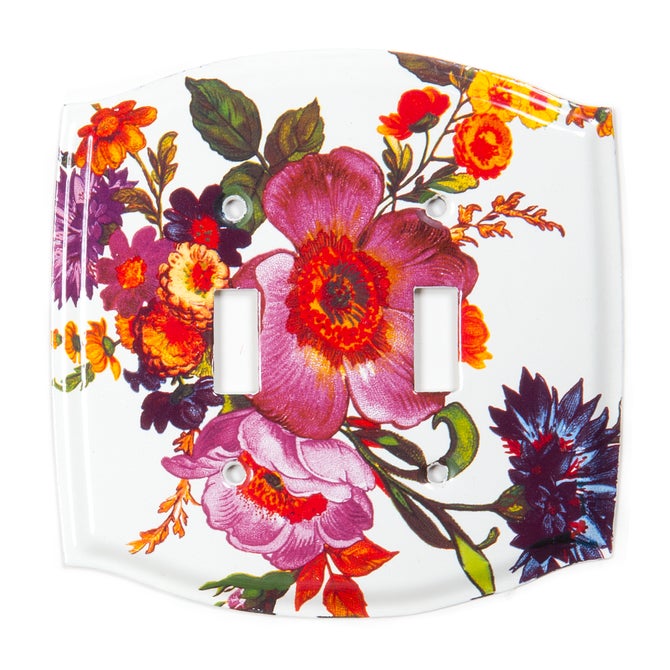 White Flower Market Enamel Switch Plate - Double Toggle image number 0