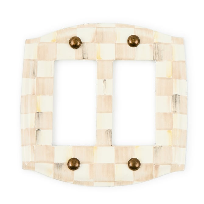 Mocha Check Double Rocker Switch Plate image number 1