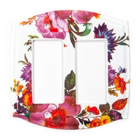 White Flower Market Enamel Switch Plate - Double Rocker