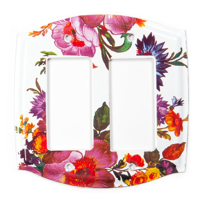 White Flower Market Enamel Switch Plate - Double Rocker image number 0
