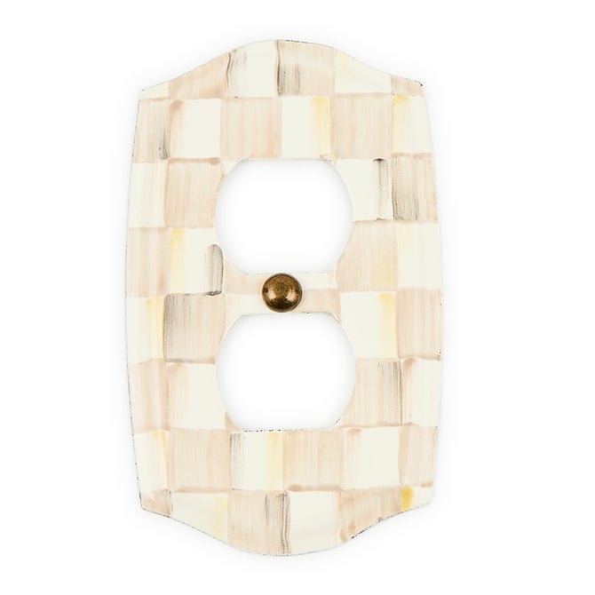 Mocha Check Double Outlet Cover image number 1