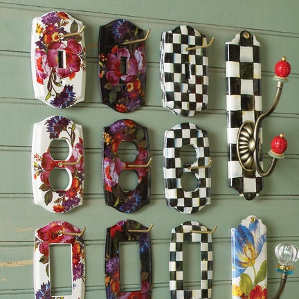 Flower Market Enamel Double Outlet Cover - White