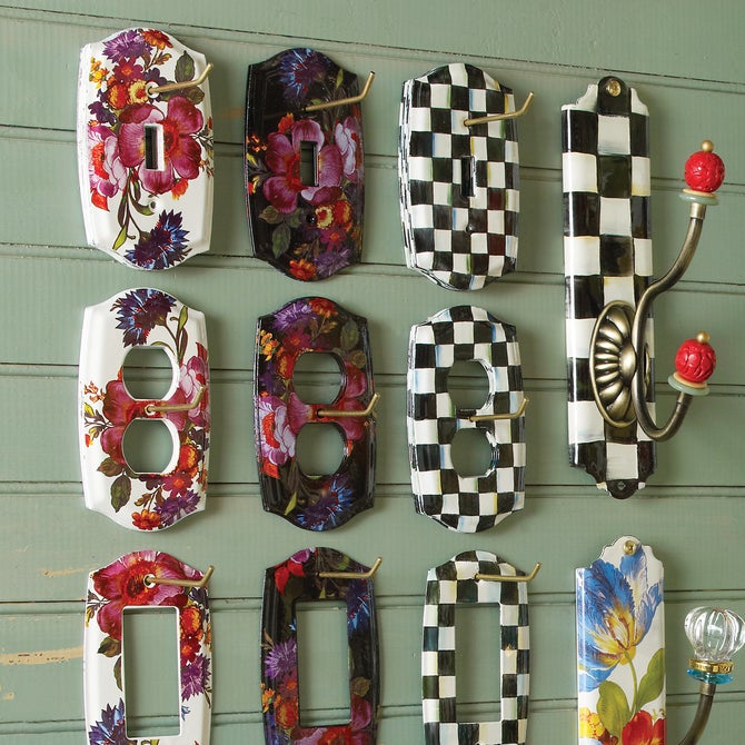 Flower Market Enamel Double Outlet Cover - White image number 1