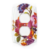 Flower Market Enamel Double Outlet Cover - White