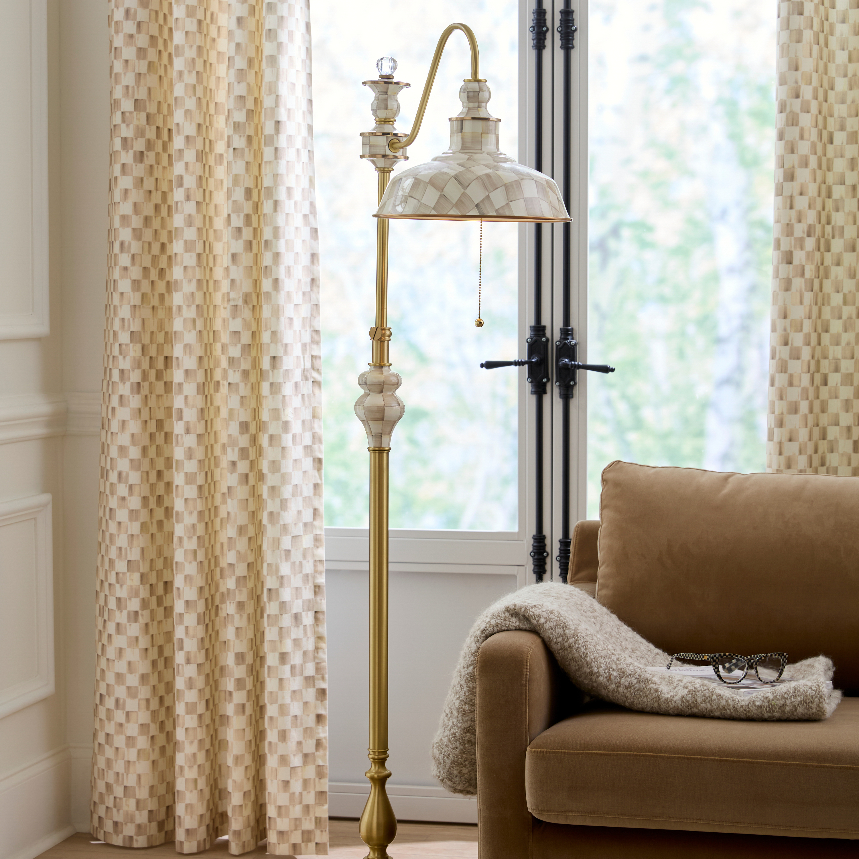 MacKenzie-Childs | Mocha Check Farmhouse Floor Lamp