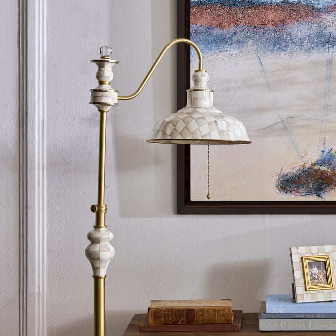Mocha Check Farmhouse Floor Lamp image number 6