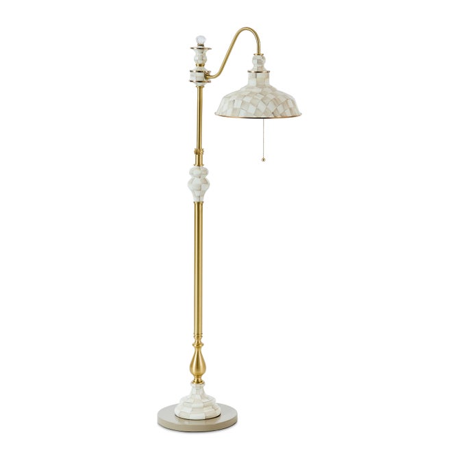 Mocha Check Farmhouse Floor Lamp image number 0
