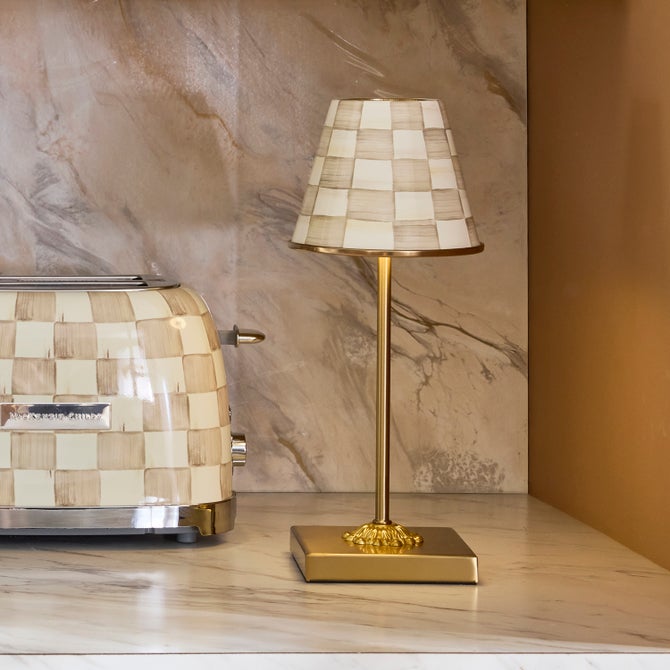 Mocha Check LED Rechargeable Cafe Table Lamp image number 4