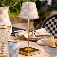 Mocha Check LED Rechargeable Cafe Table Lamp