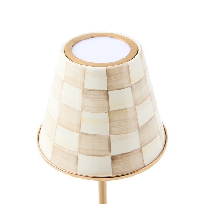 Mocha Check LED Rechargeable Cafe Table Lamp image number 2