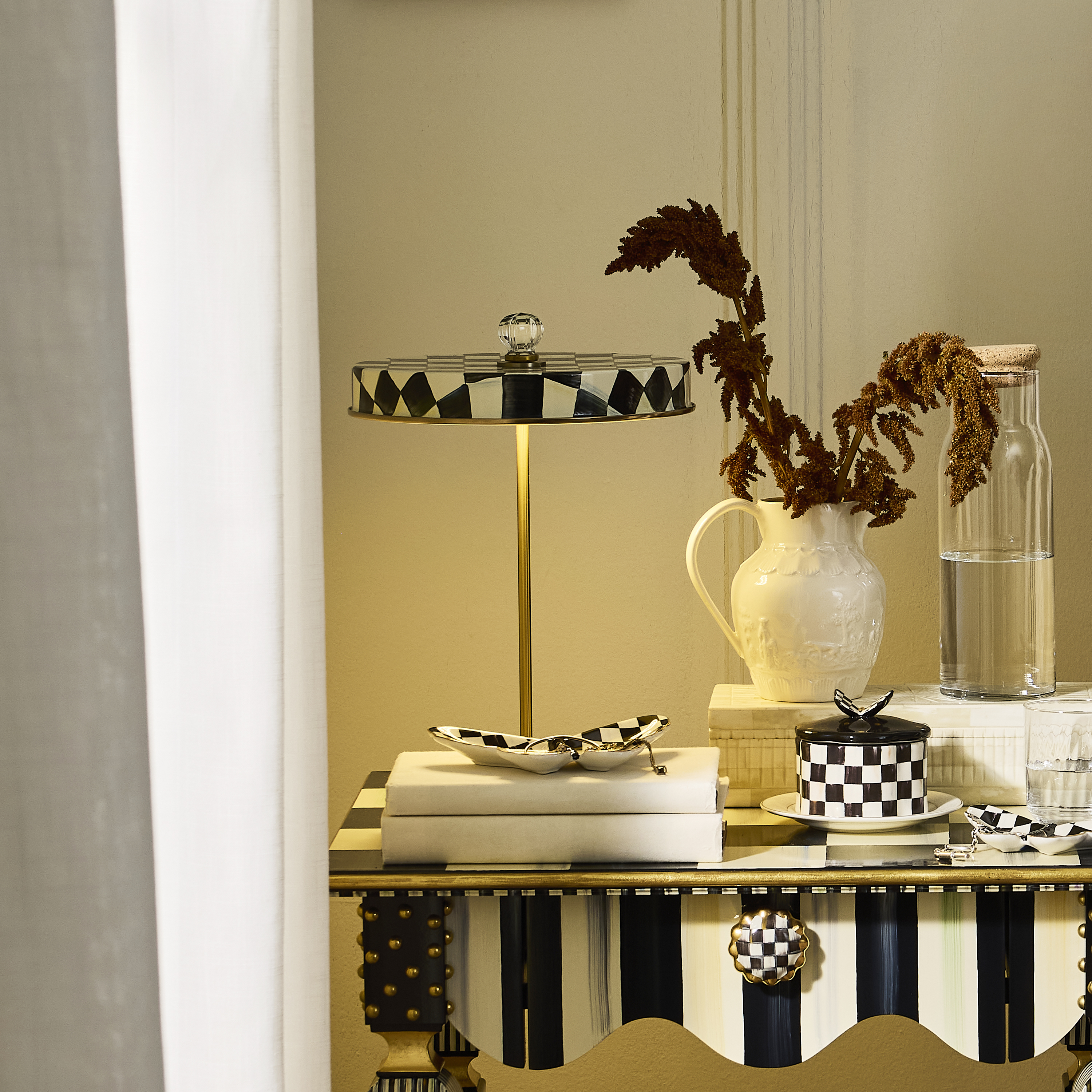 MacKenzie-Childs | Courtly Check LED Rechargeable Disk Table Lamp