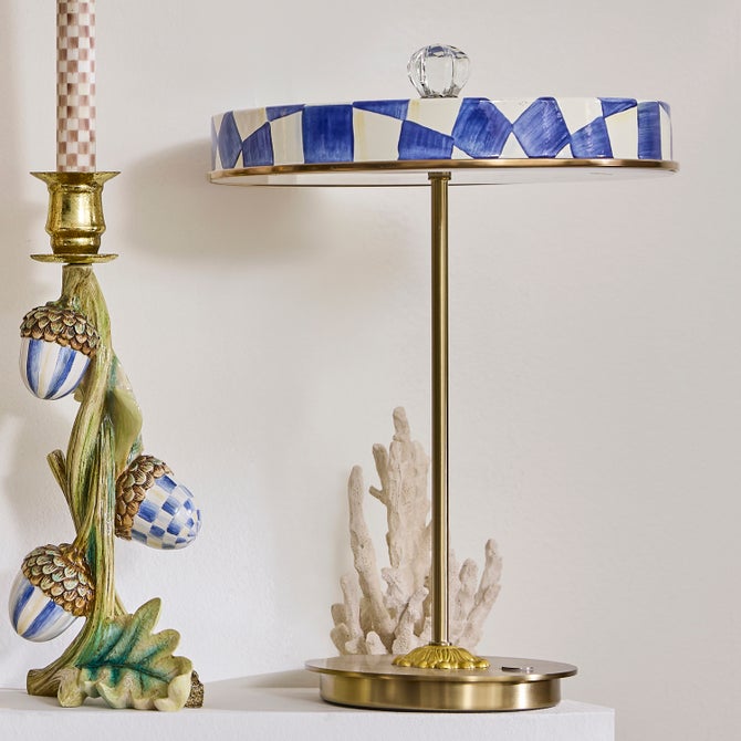 Royal Check LED Rechargeable Disk Table Lamp image number 1