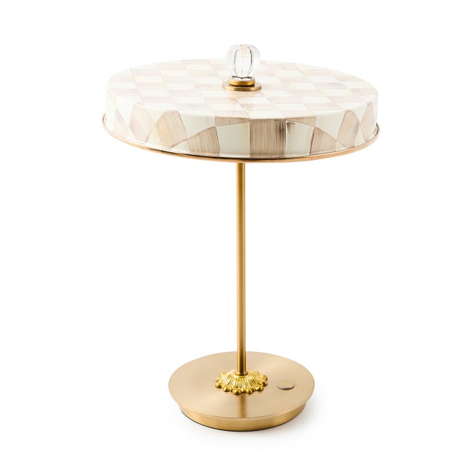 Mocha Check LED Rechargeable Disk Table Lamp image number 0