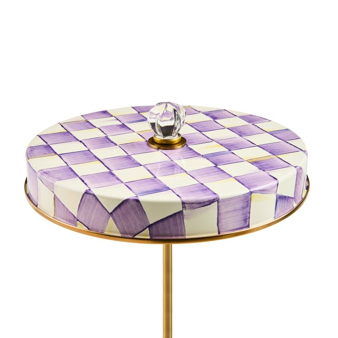 Violet Check LED Rechargeable Disk Table Lamp image number 2
