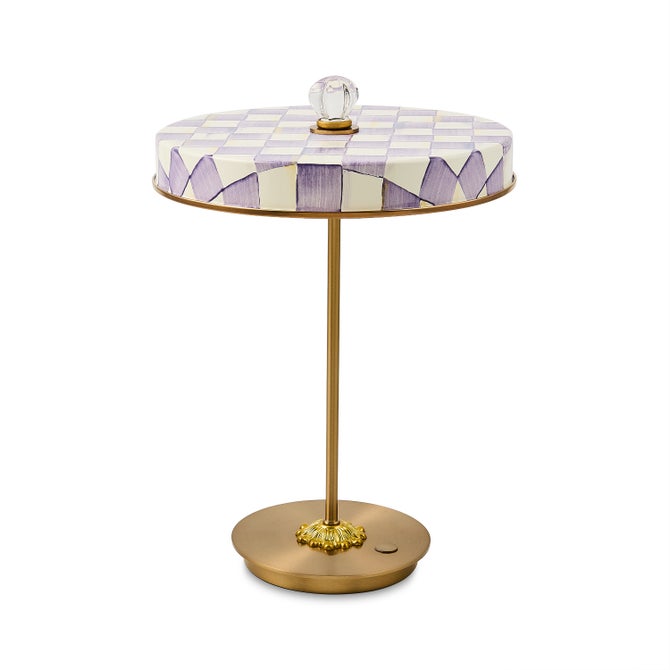 Violet Check LED Rechargeable Disk Table Lamp image number 0