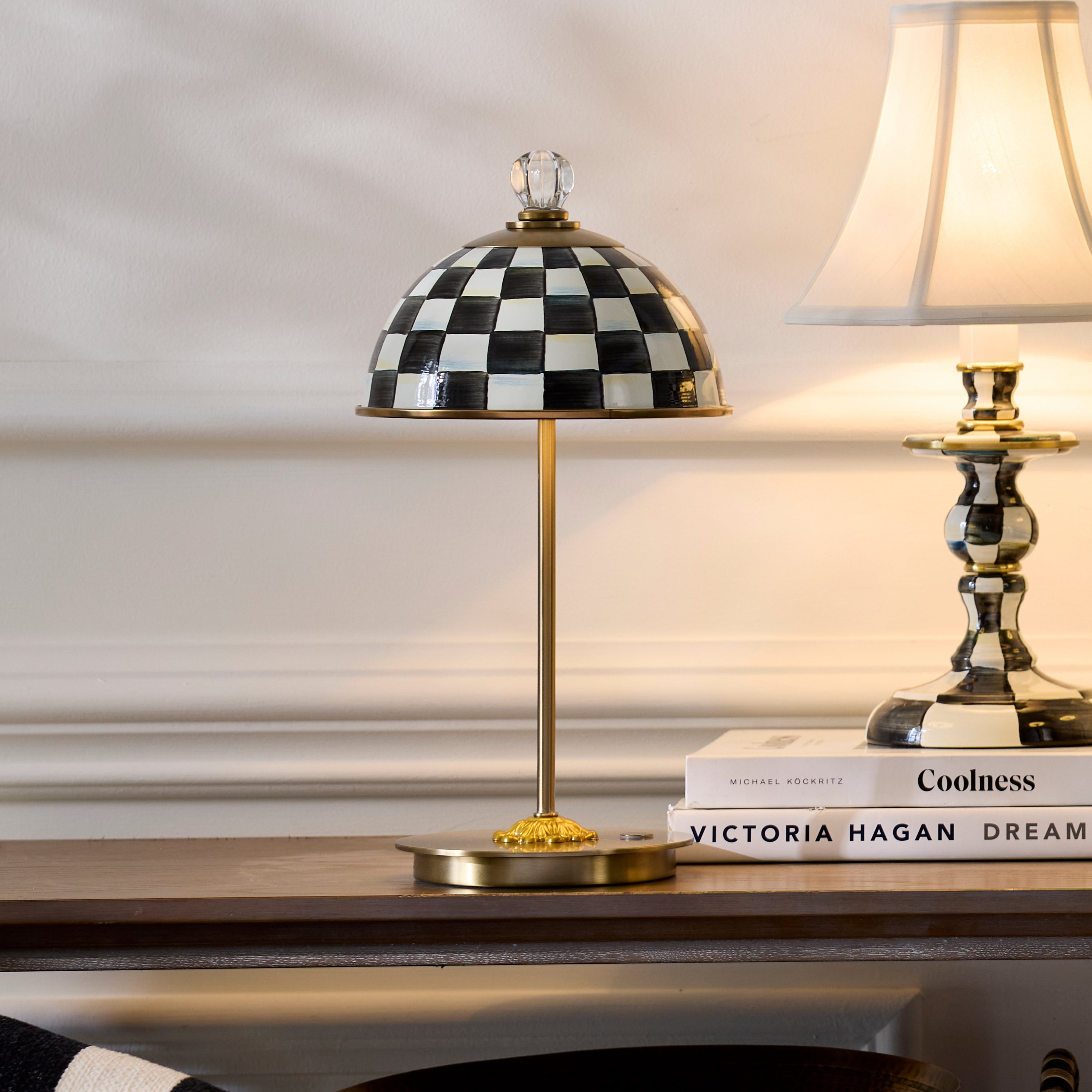 MacKenzie-Childs | Courtly Check LED Rechargeable Dome Table Lamp