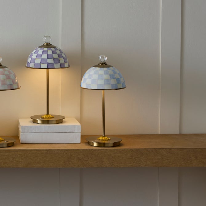 Sterling Check LED Rechargeable Dome Table Lamp image number 1