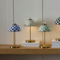 Mocha Check LED Rechargeable Dome Table Lamp