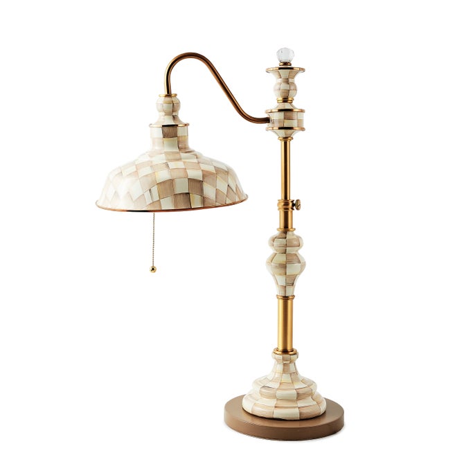 Mocha Check Farmhouse Writer's Table Lamp image number 0