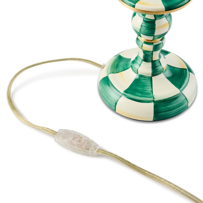 Emerald Check Candlestick Lamp image number 4