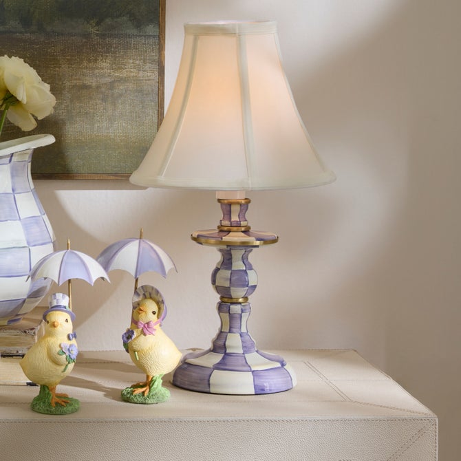 Violet Check Candlestick Lamp image number 3