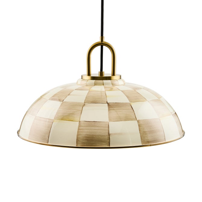 Mocha Check 18" Dome Pendant Lamp image number 0