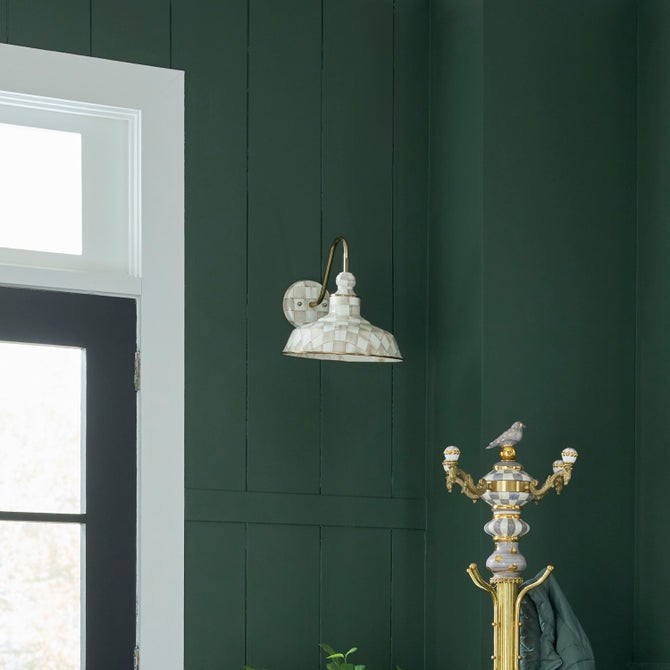 Mocha Check 12" Barn Sconce image number 1