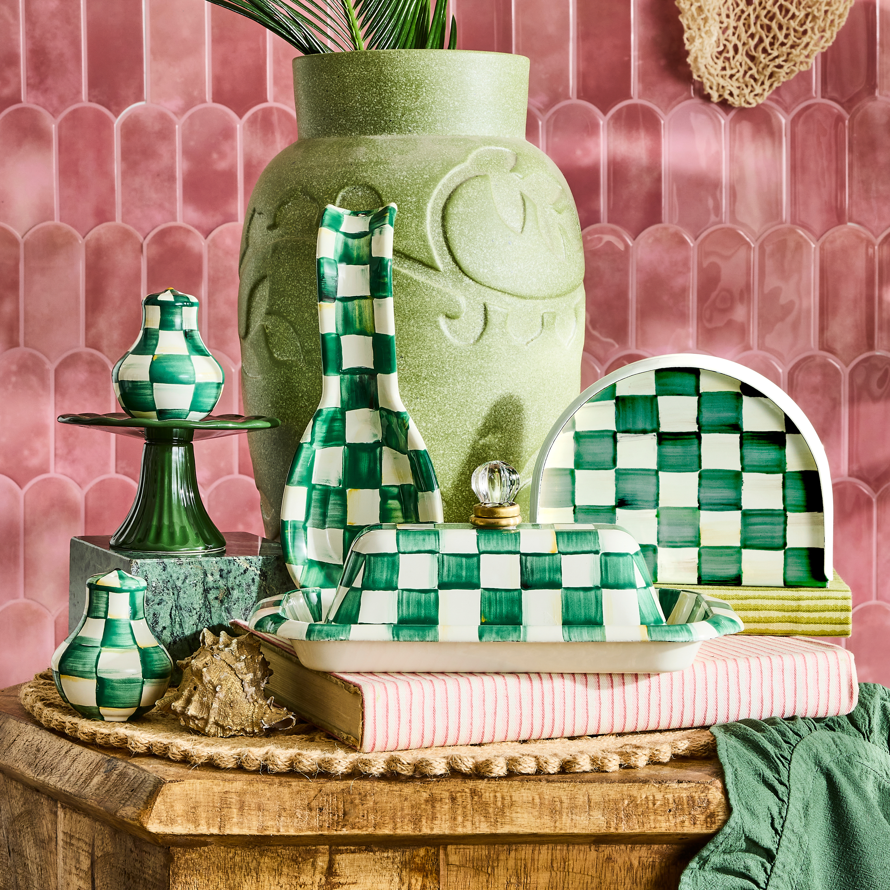 MacKenzie-Childs | Emerald Check Butter Box